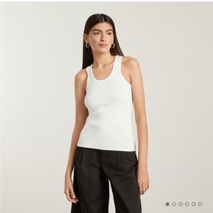 The Pima Micro-Rib U-neck Tank White Size Medium